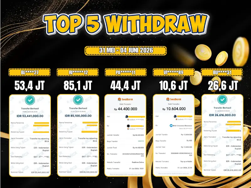 TOP 5 WD 31 MEI - 04 JUNI 2026