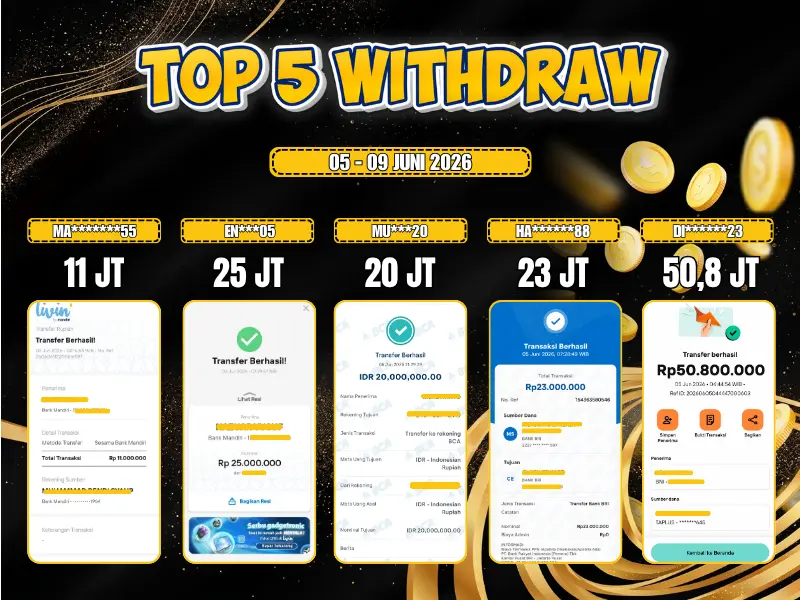 TOP 5 WD 05 JUNI - 09 JUNI 2026